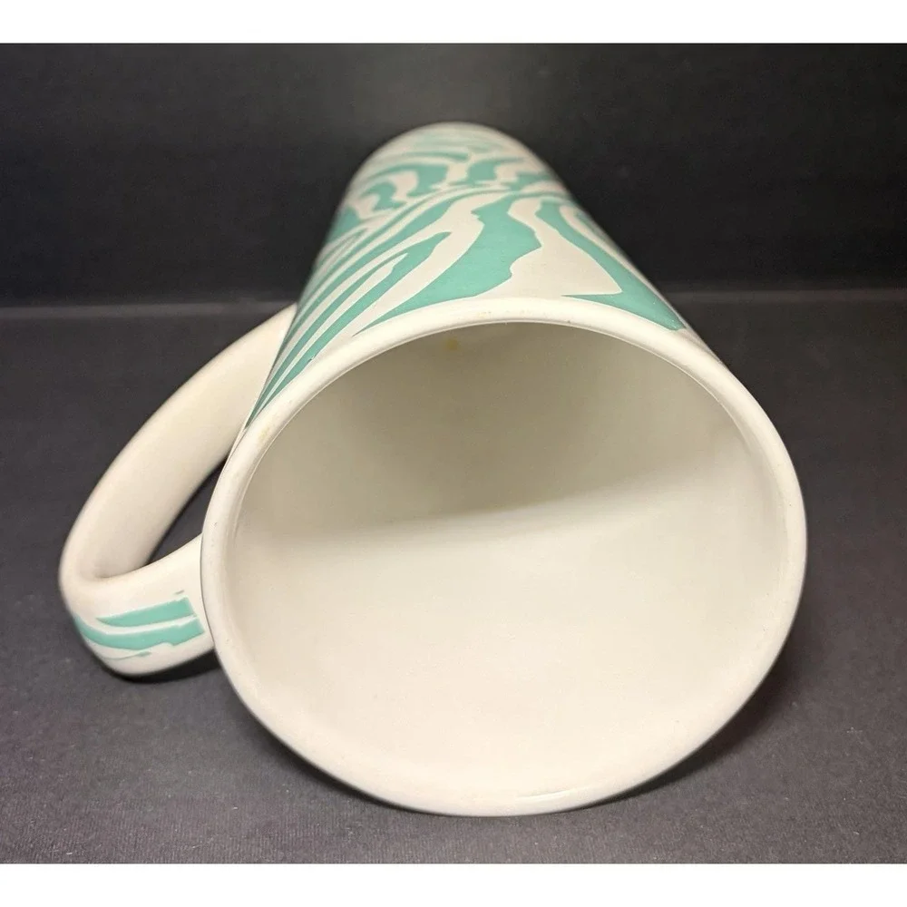 American Atelier Wild Heritage Zebra Pattern Large Mug Cup Turquoise White - Picture 5 of 6